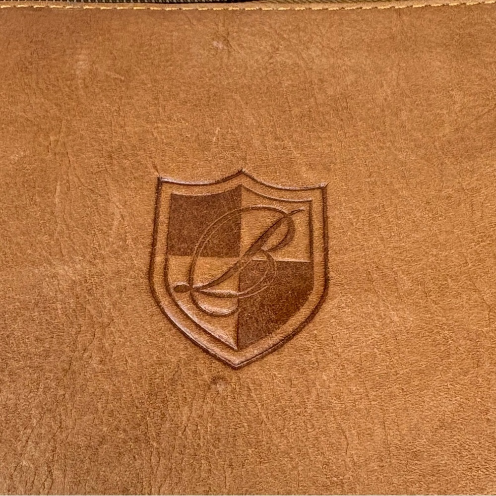 NEW TICA Brown Genuine Leather Zipper Pouch Bag Monogrammed “B” Travel Vacation - Picture 10 of 12